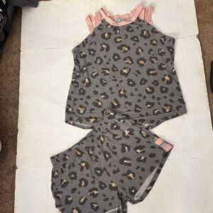 White Birch Gray Leopard Print Pajama Set